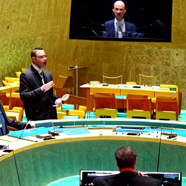 Ai Generated Image Of Andrew Tate Addressing UN Leaders. 